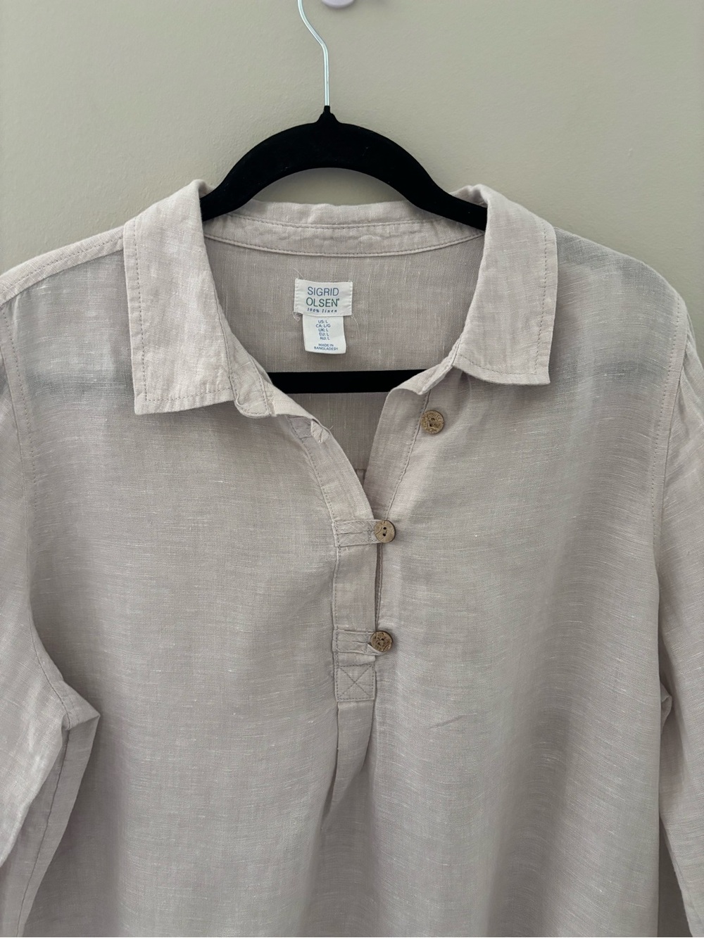 Sigrid Olsen Cream Linen Button-Front Beach Tunic Size L - Picture 3 of 7